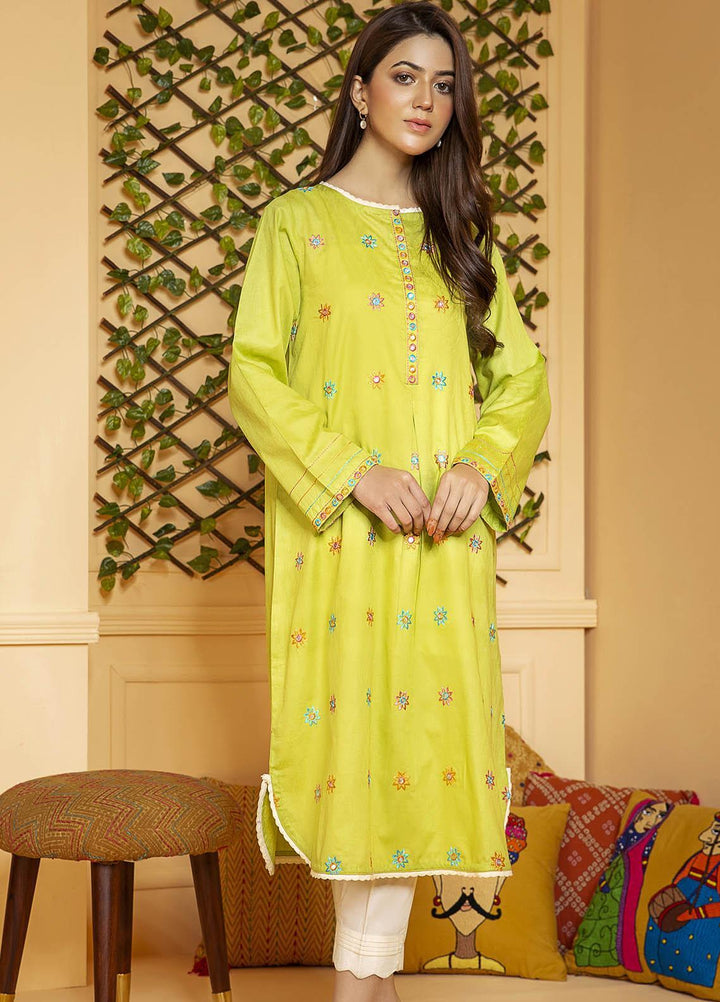 Kross Kulture Embroidered Cotton Stitched Kurtis KB-21071 Olive