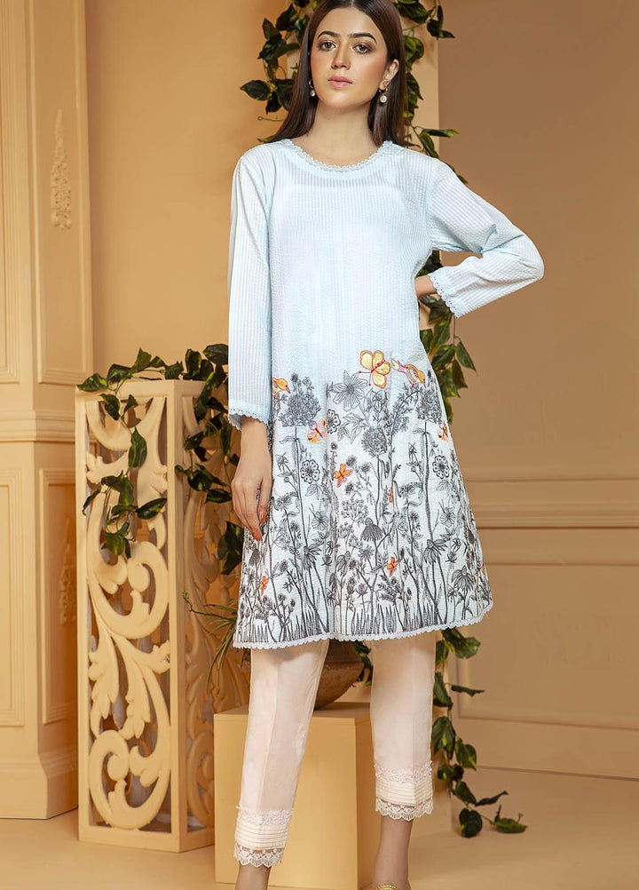 Kross Kulture Embroidered Cotton Stitched Kurtis KB-21116 Aqua