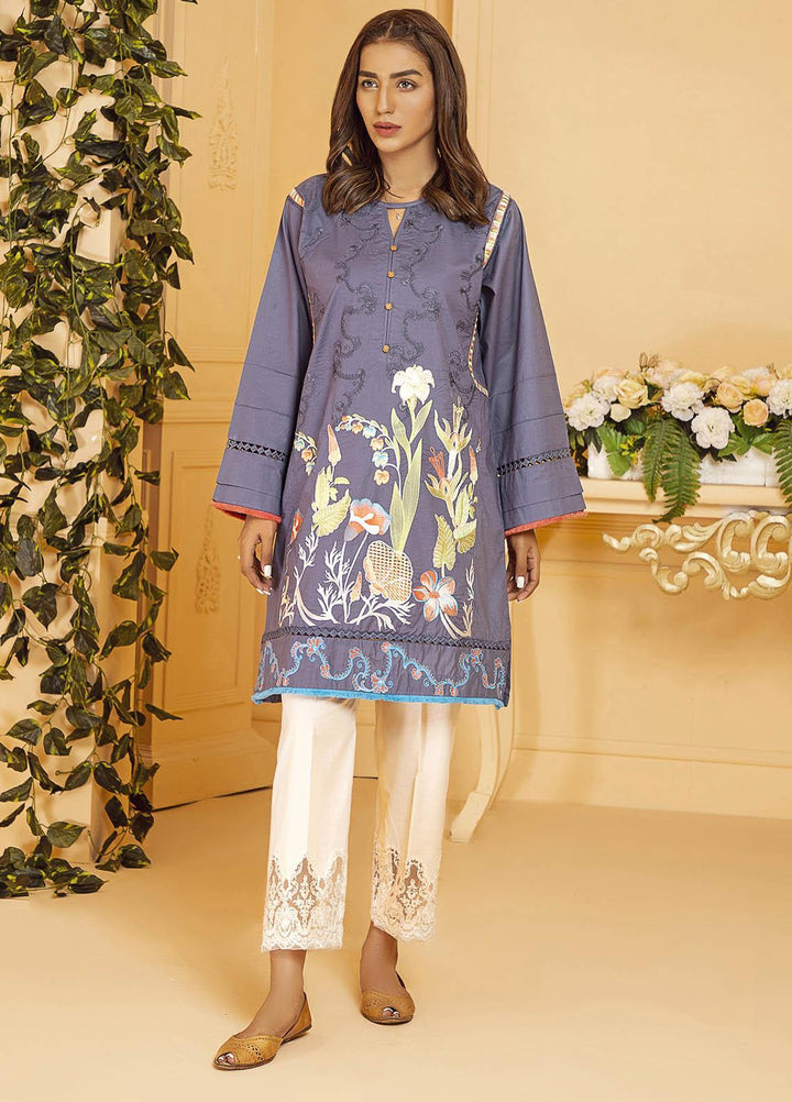 Kross Kulture Embroidered Cotton Stitched Kurtis KE-21016 Grey