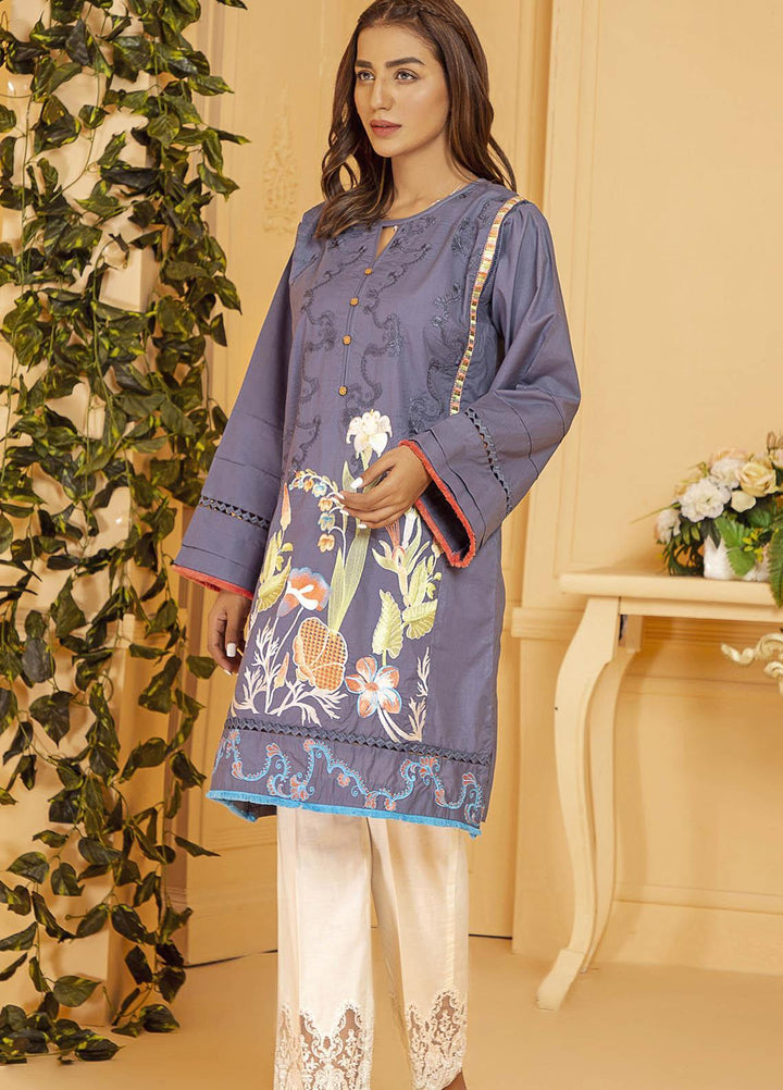 Kross Kulture Embroidered Cotton Stitched Kurtis KE-21016 Grey