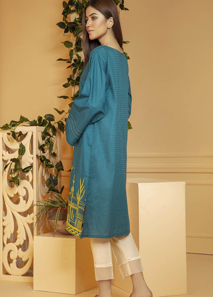 Kross Kulture Embroidered Cotton Stitched Kurtis KE-21110 Ferozi