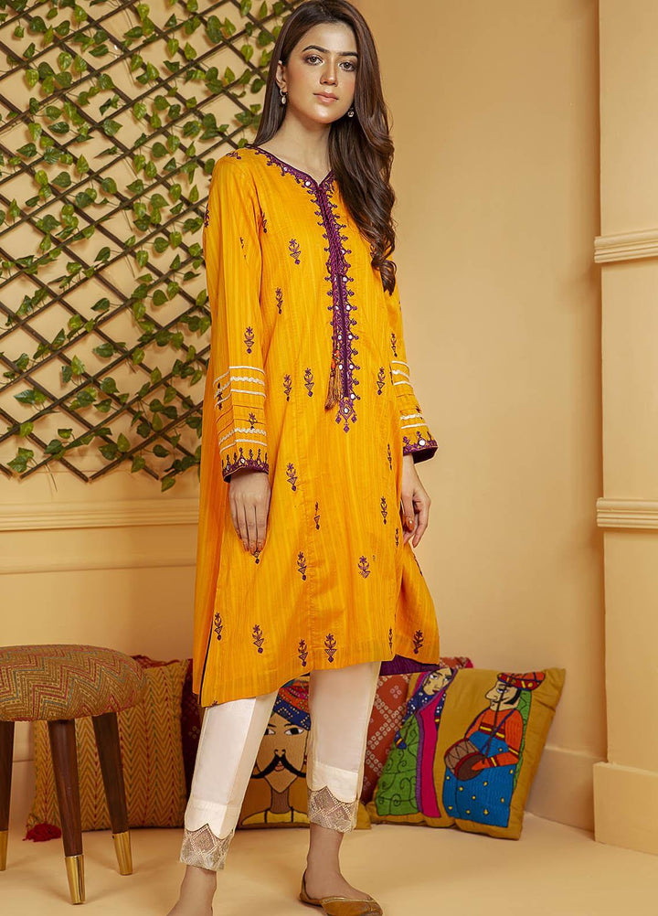 Kross Kulture Embroidered Cotton Stitched Kurtis KE-21142 Orange