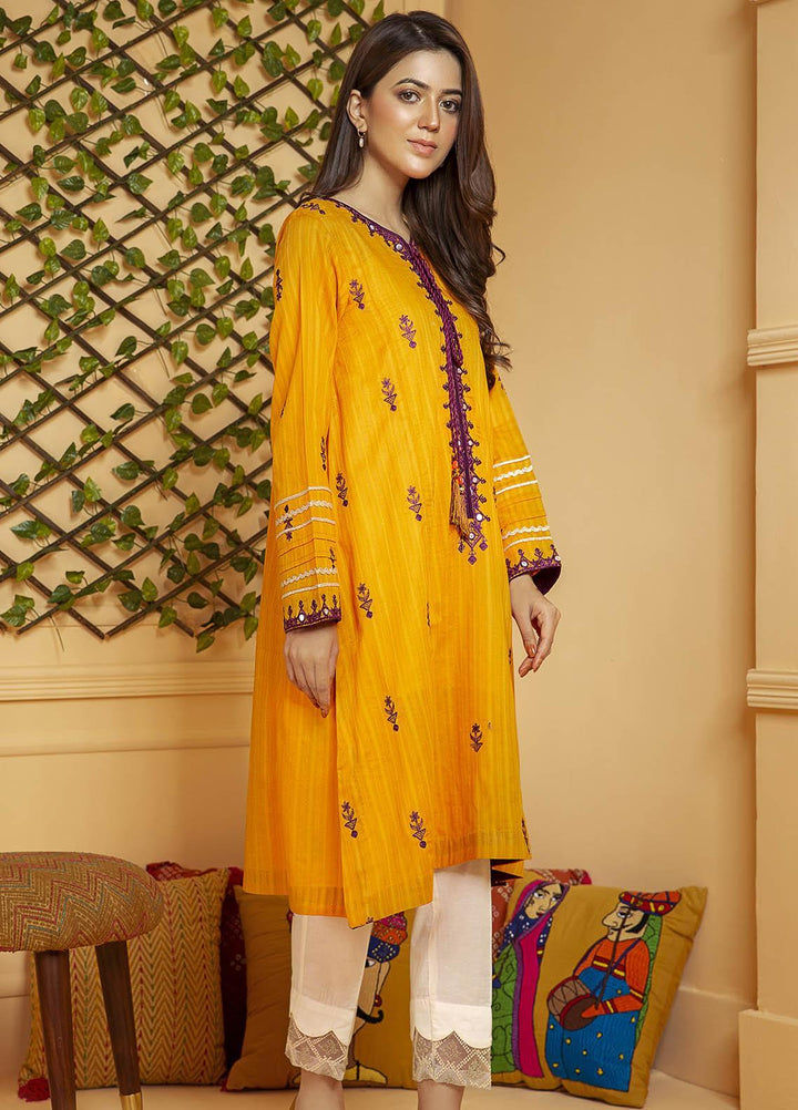 Kross Kulture Embroidered Cotton Stitched Kurtis KE-21142 Orange