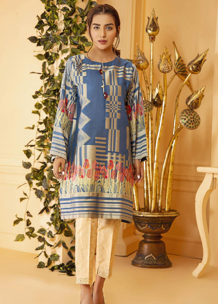 Kross Kulture Embroidered Jacquard Stitched Kurtis KE-21152 Navy