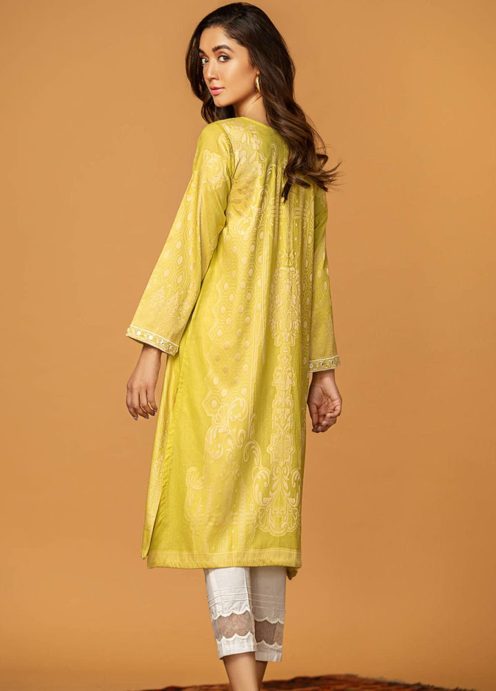 Kross Kulture Embroidered Jacquard Stitched Kurtis KE-20355-Yellow