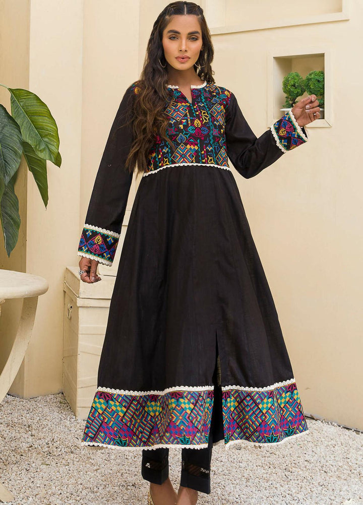 Kross Kulture Casual Pret Embroidered Lawn Shirt KE-21095 Black