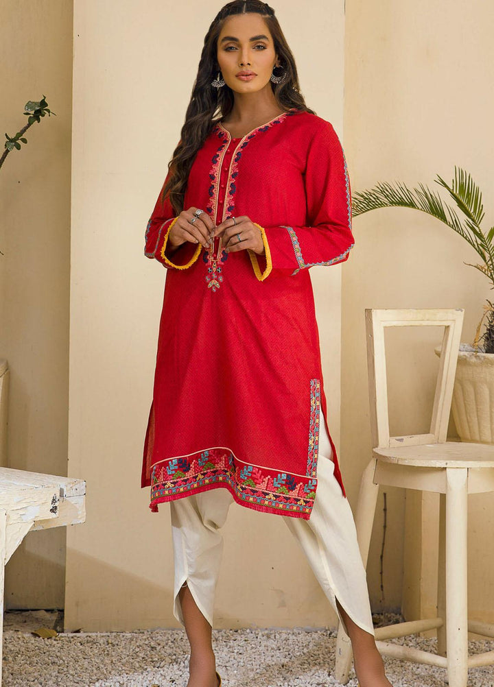 Kross Kulture Casual Pret Embroidered Lawn Shirt KE-21207 Red