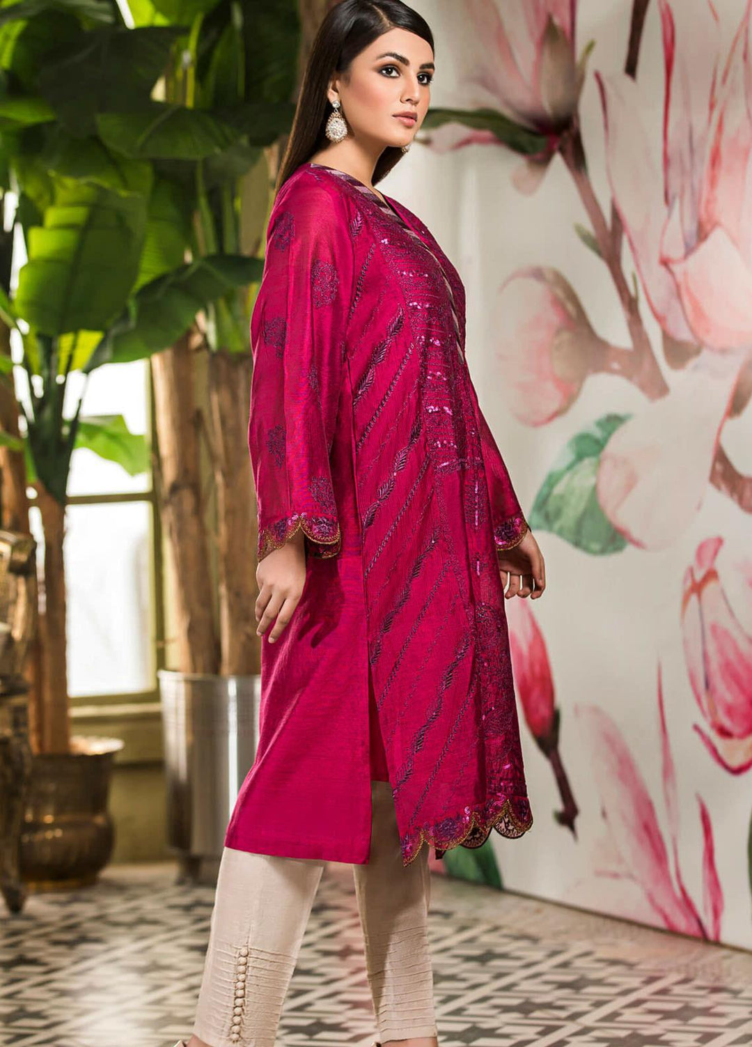 Kross Kulture Embroidered Cotton Net Stitched Kurtis KX-20737 Mjd