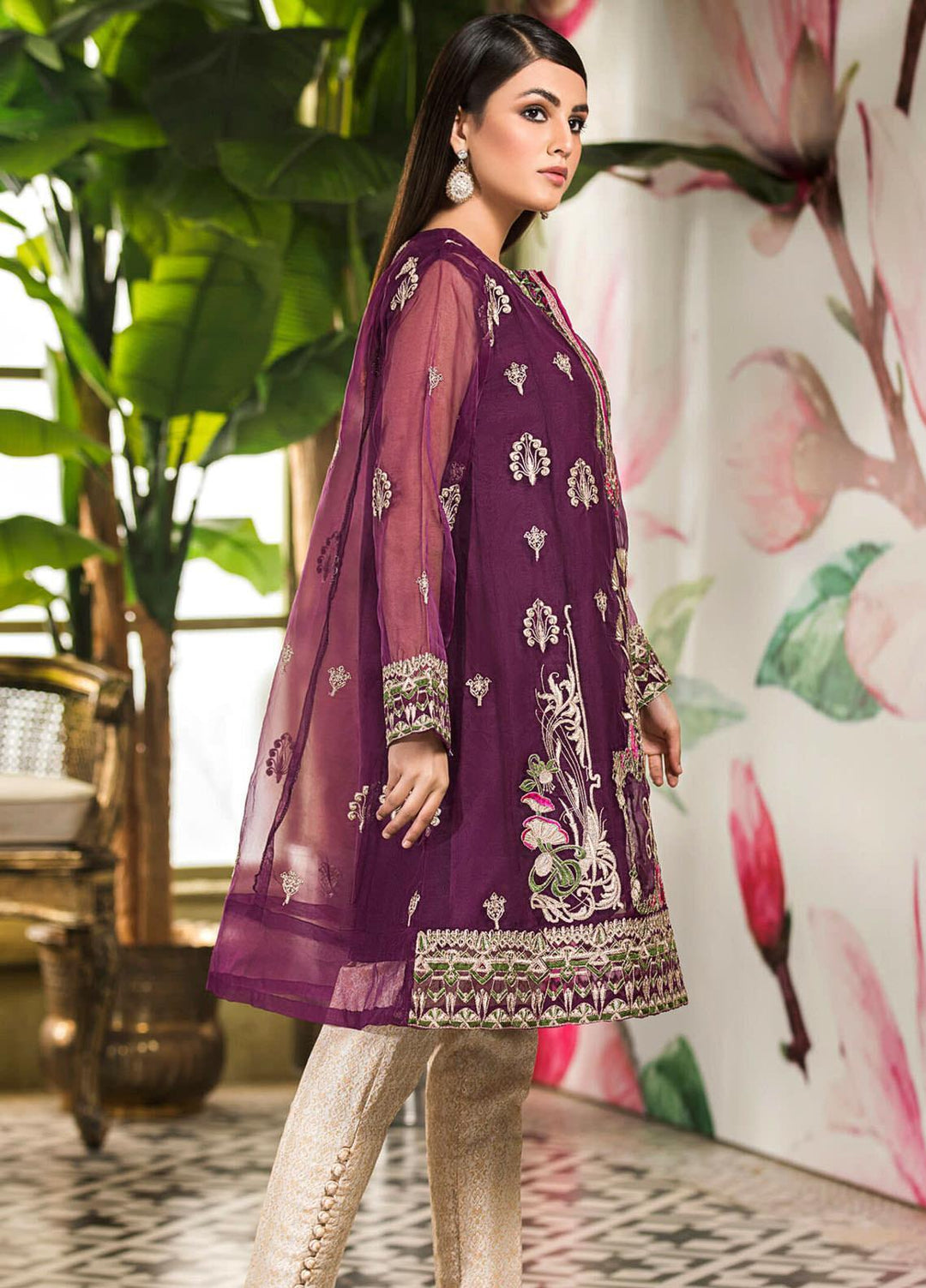 Kross Kulture Embroidered Organza Stitched Kurtis KX-20766 PER