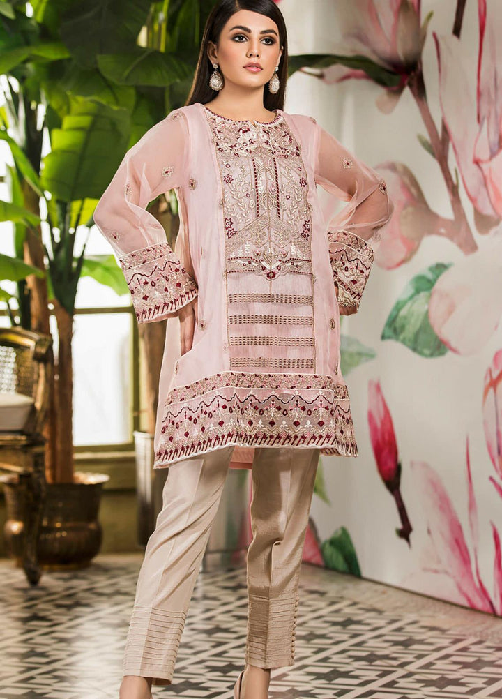 Kross Kulture Embroidered Organza Stitched Kurtis KX-20901 PNK