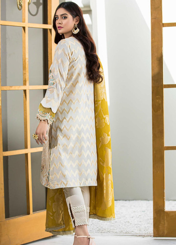 Kross Kulture Embroidered Jacquard Stitched 2 Piece Suit  Cream KE-21157