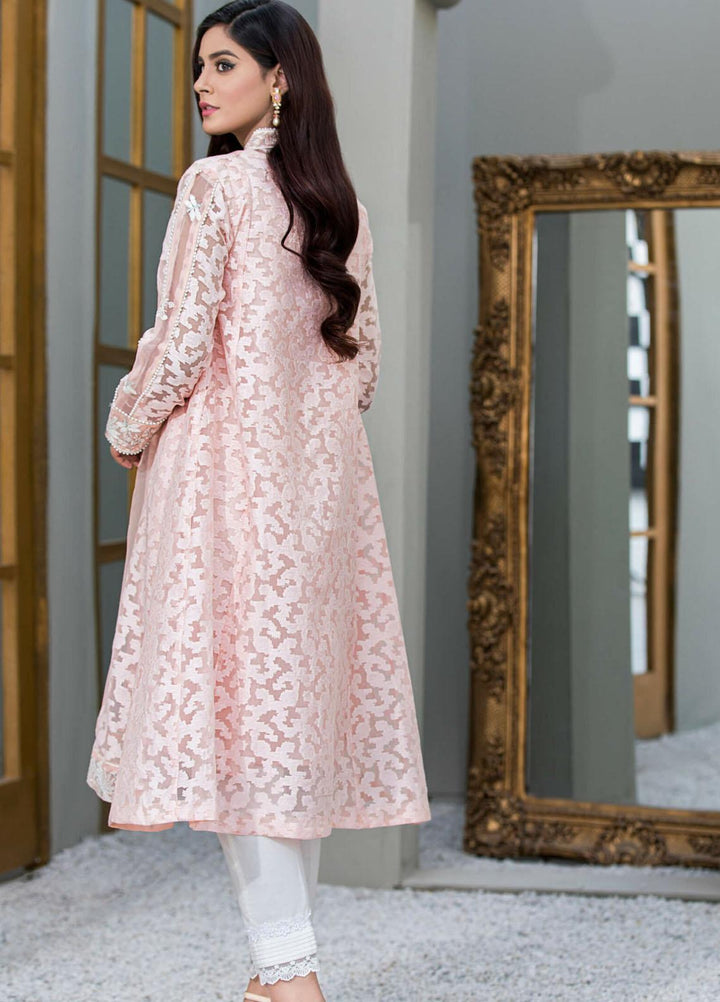 Kross Kulture Embroidered Organza Stitched Kurti Peach KE-21125