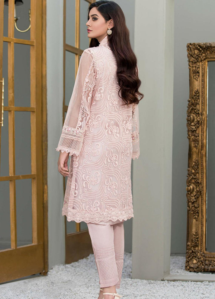 Kross Kulture Embroidered Net Stitched Kurti Peach KX-20917