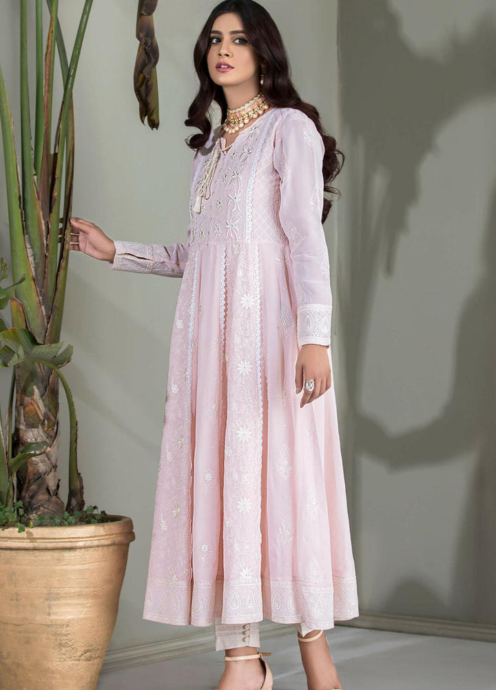 Kross Kulture Embroidered Chiffon Stitched Kurti Pink KE-20549