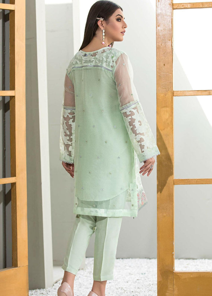 Kross Kulture Embroidered Organza Stitched Kurti Sea Green KE-21154