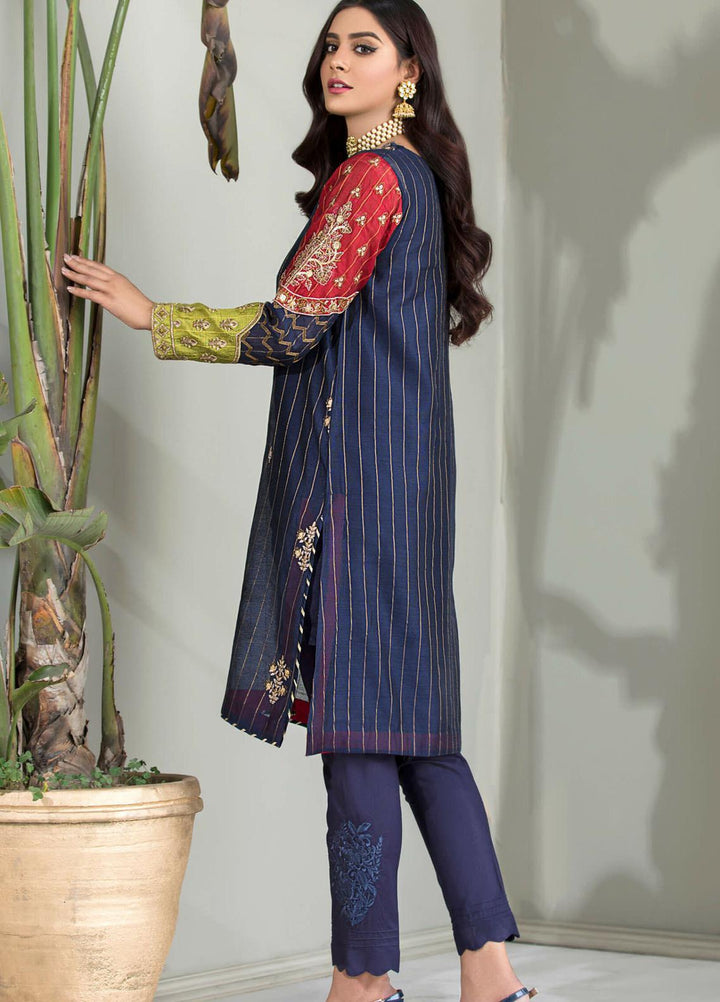 Kross Kulture Embroidered Cotton Net Stitched Kurtis Navy KE-21103