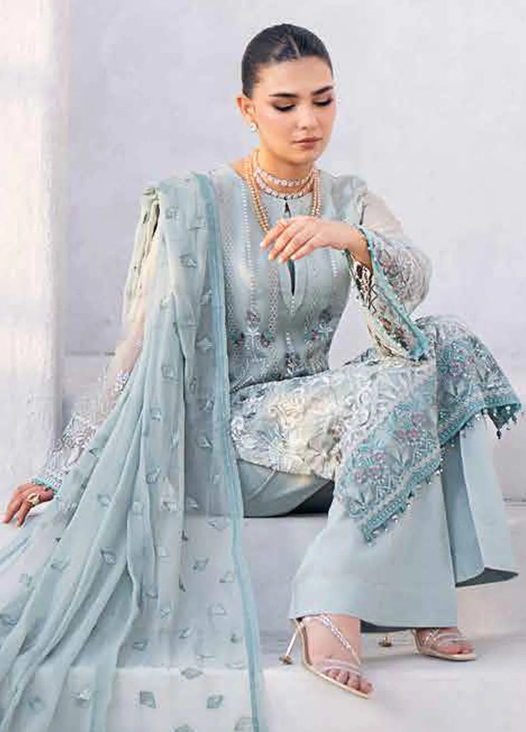 Kuch Khas By Flossie Embroidered Chiffon Suit Unstitched 3 Piece FL24K K-1507 Izara - Luxury Collection
