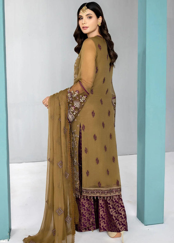 Kuch Khas By Flossie Embroidered Chiffon Suits Unstitched 3 Piece FS23KKLU K-1302 Rose Gold - Luxury Collection