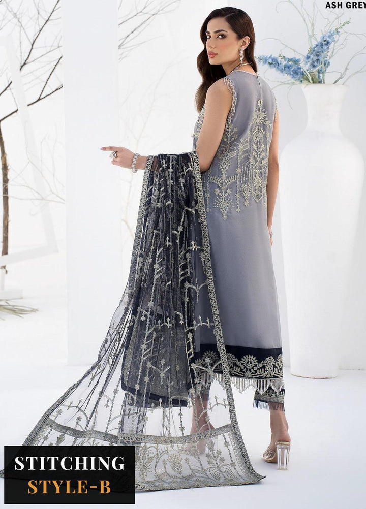 La Celeste By Zarif Embroidered Organza Suits Unstitched 3 Piece ZF23LC ZLC 05 Ash Grey - Luxury Formal Collection