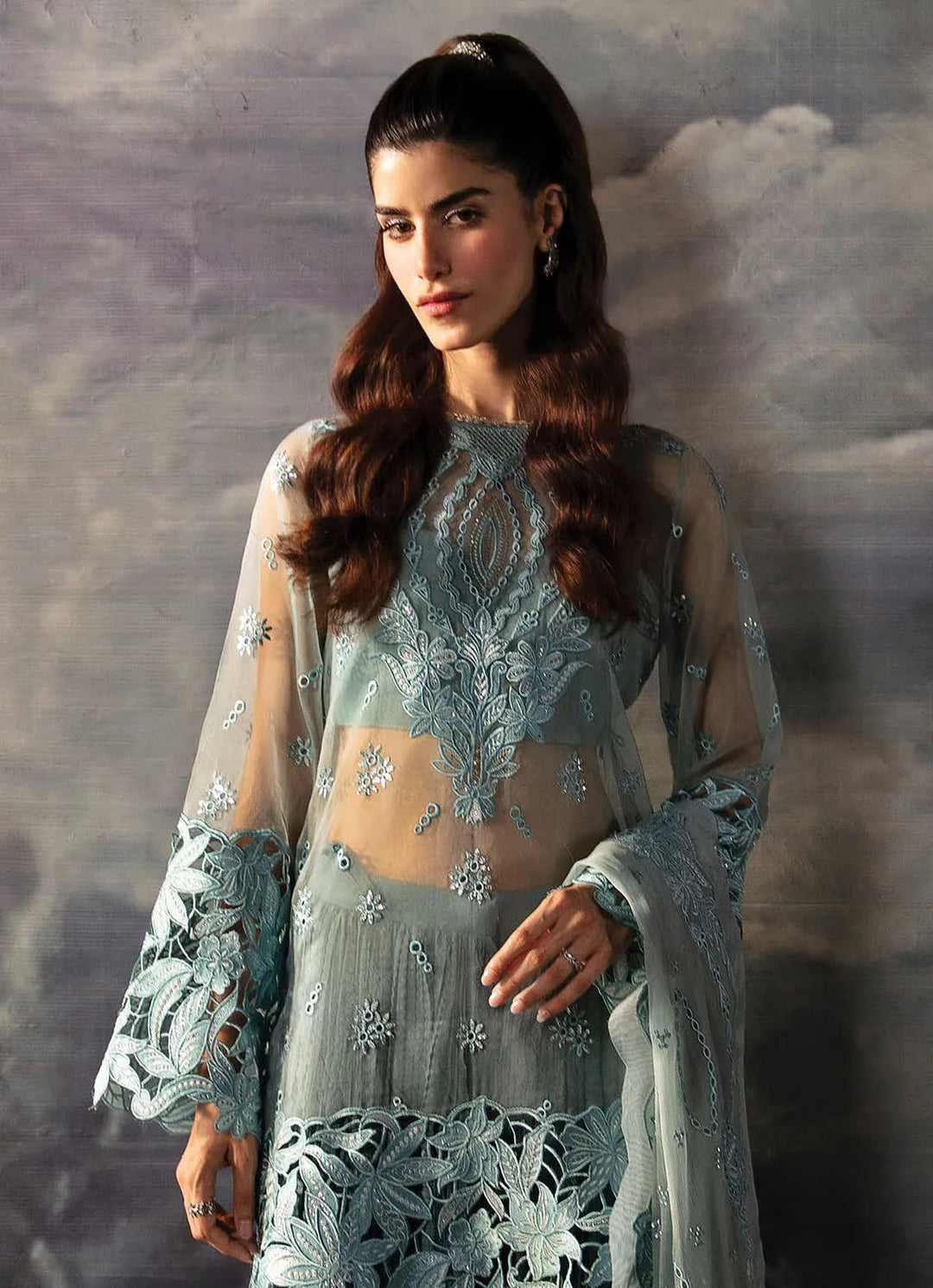 La Fuchsia By Afrozeh Embroidered Organza Suit Unstitched 3 Piece AF24L Astra - Festive Collection