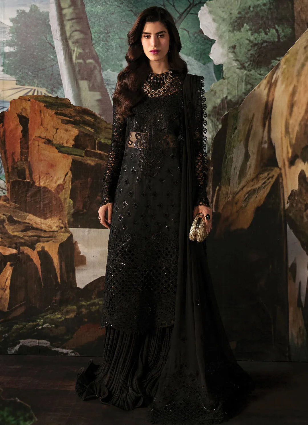 La Fuchsia By Afrozeh Embroidered Organza Suit Unstitched 3 Piece AF24L Camilla - Festive Collection