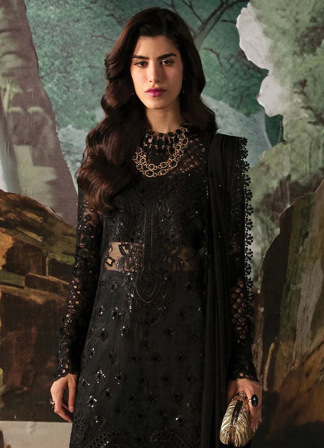 La Fuchsia By Afrozeh Embroidered Organza Suit Unstitched 3 Piece AF24L Camilla - Festive Collection