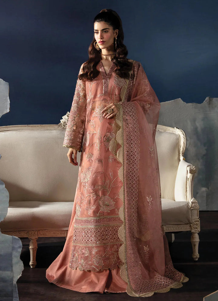 La Fuchsia By Afrozeh Embroidered Organza Suit Unstitched 3 Piece AF24L Elea - Festive Collection