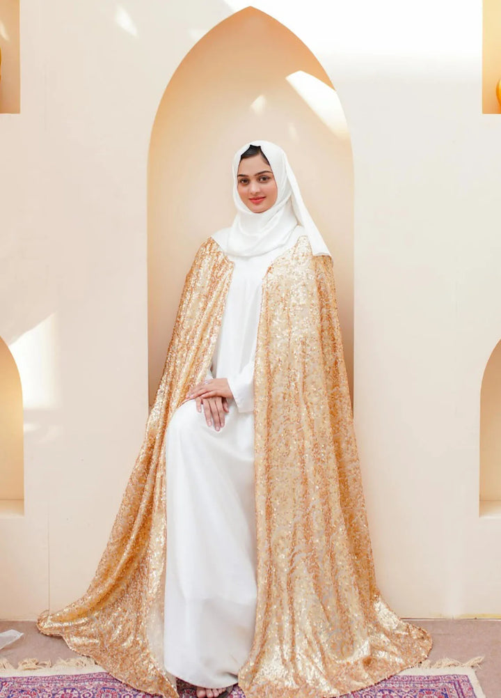 La Khilaba Pret Embroidered Net Sequin Abaya Luxury Sequin