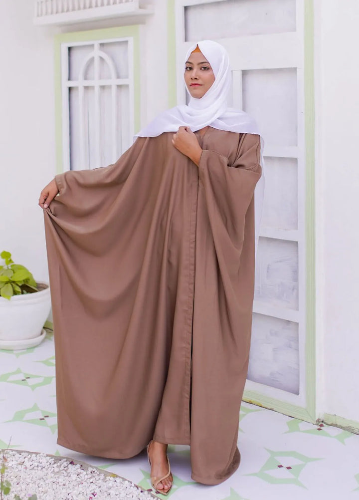 La Khilaba Pret Plain Nida Abaya Farasha Coffee