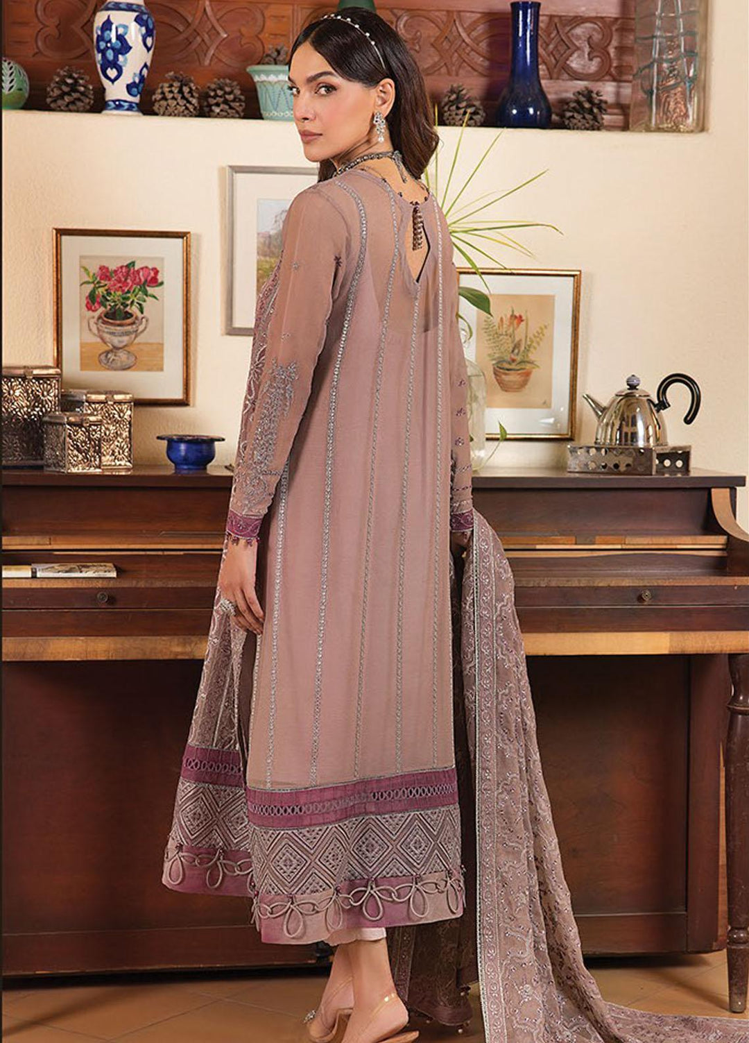 La Mode By Xenia Formals Embroidered Chiffon Suits Unstitched 3 Piece XE23LM D-07 Fabia - Luxury Collection
