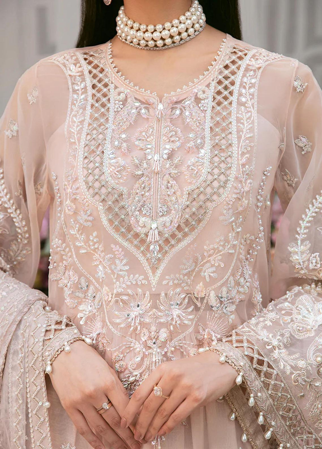 La more By Sardinia Embroidered Organza Suits Unstitched 3 Piece SRD23LM SR-102 Floral Fiesta - Wedding Collection