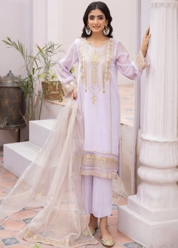 La Rosa Pret Embroidered Khaadi Net 3 Piece Suit LE-24-01 Lilac