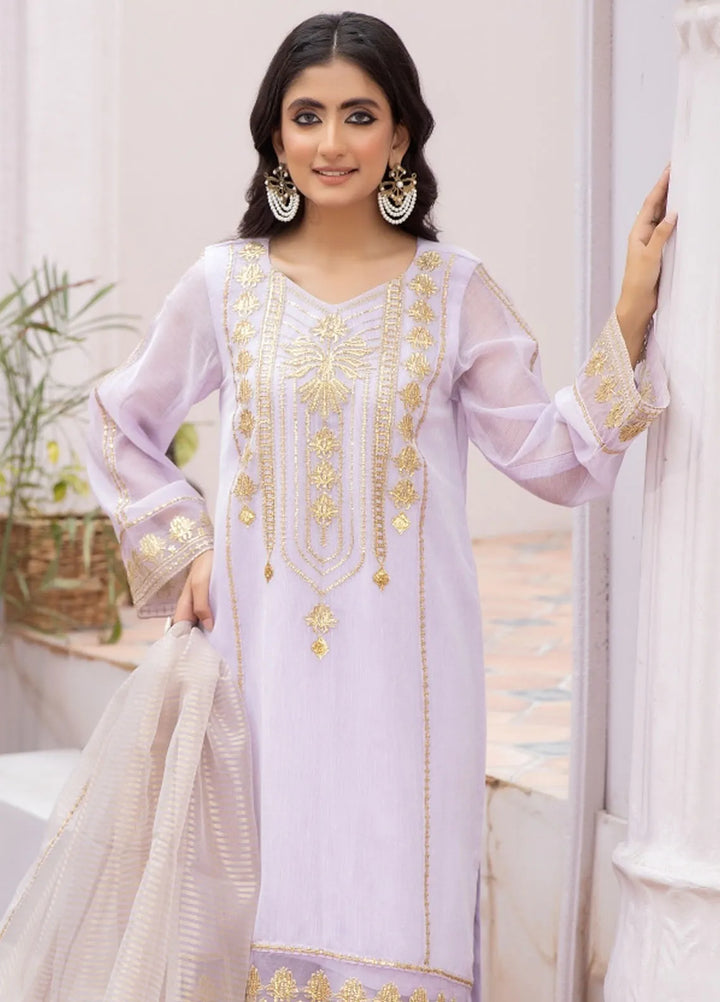 La Rosa Pret Embroidered Khaadi Net 3 Piece Suit LE-24-01 Lilac