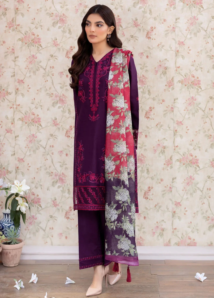 La Rosa Pret Embroidered Lawn 3 Piece Suit LSS-24-09 Purple