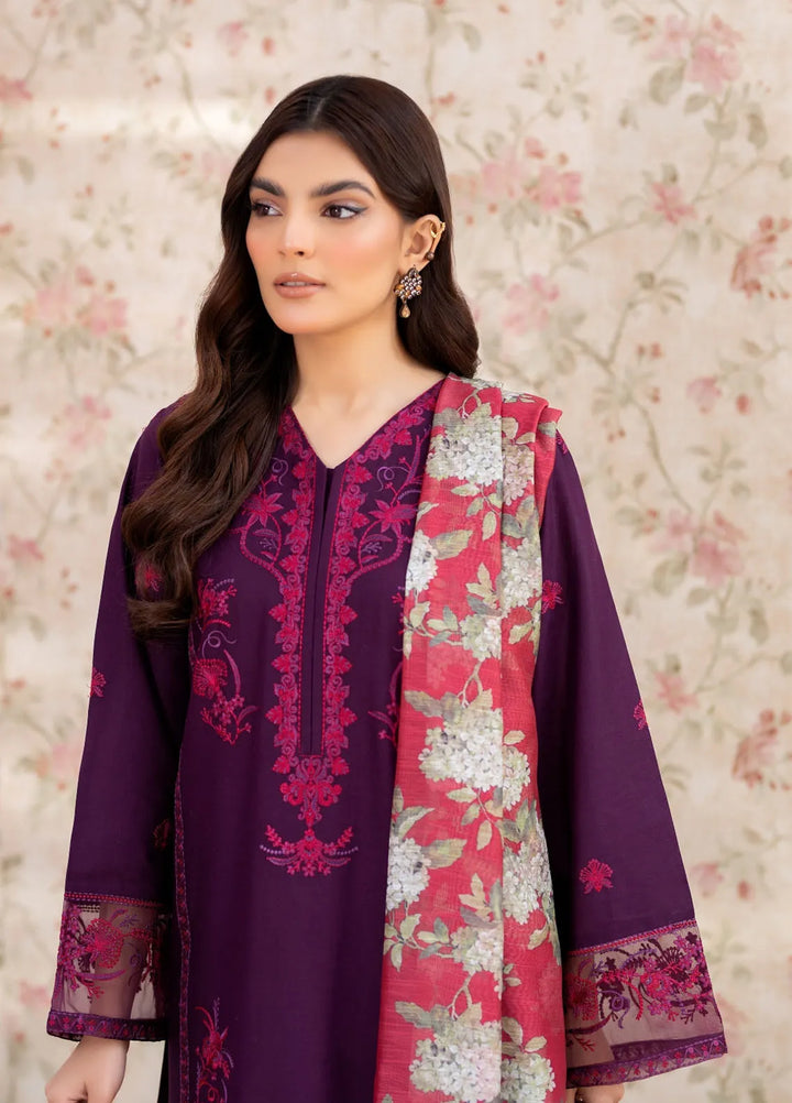 La Rosa Pret Embroidered Lawn 3 Piece Suit LSS-24-09 Purple