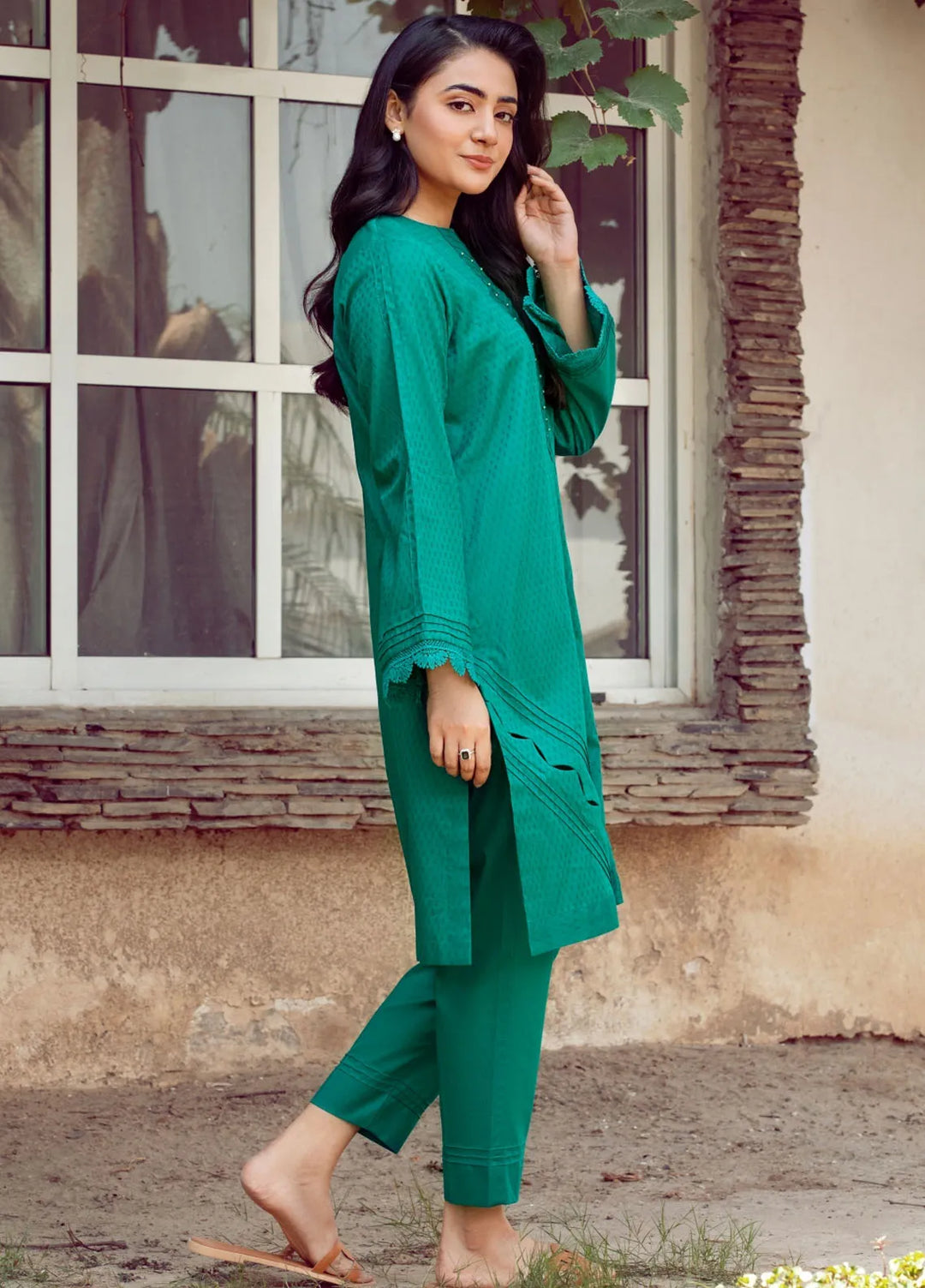 La Rosa Pret Printed Cotton Lawn 2 Piece Suit Jade