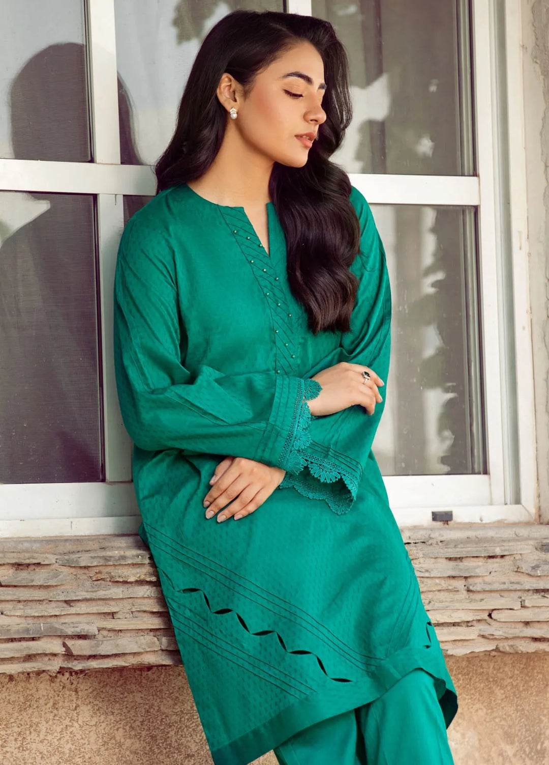 La Rosa Pret Printed Cotton Lawn 2 Piece Suit Jade