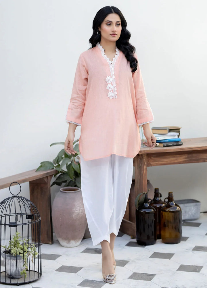 La Rosa Pret Printed Cotton Lawn Kurti LEE-24-05 Peach