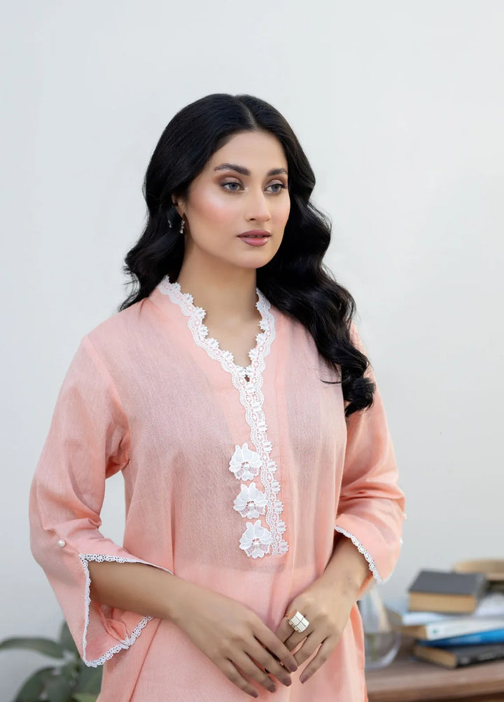 La Rosa Pret Printed Cotton Lawn Kurti LEE-24-05 Peach