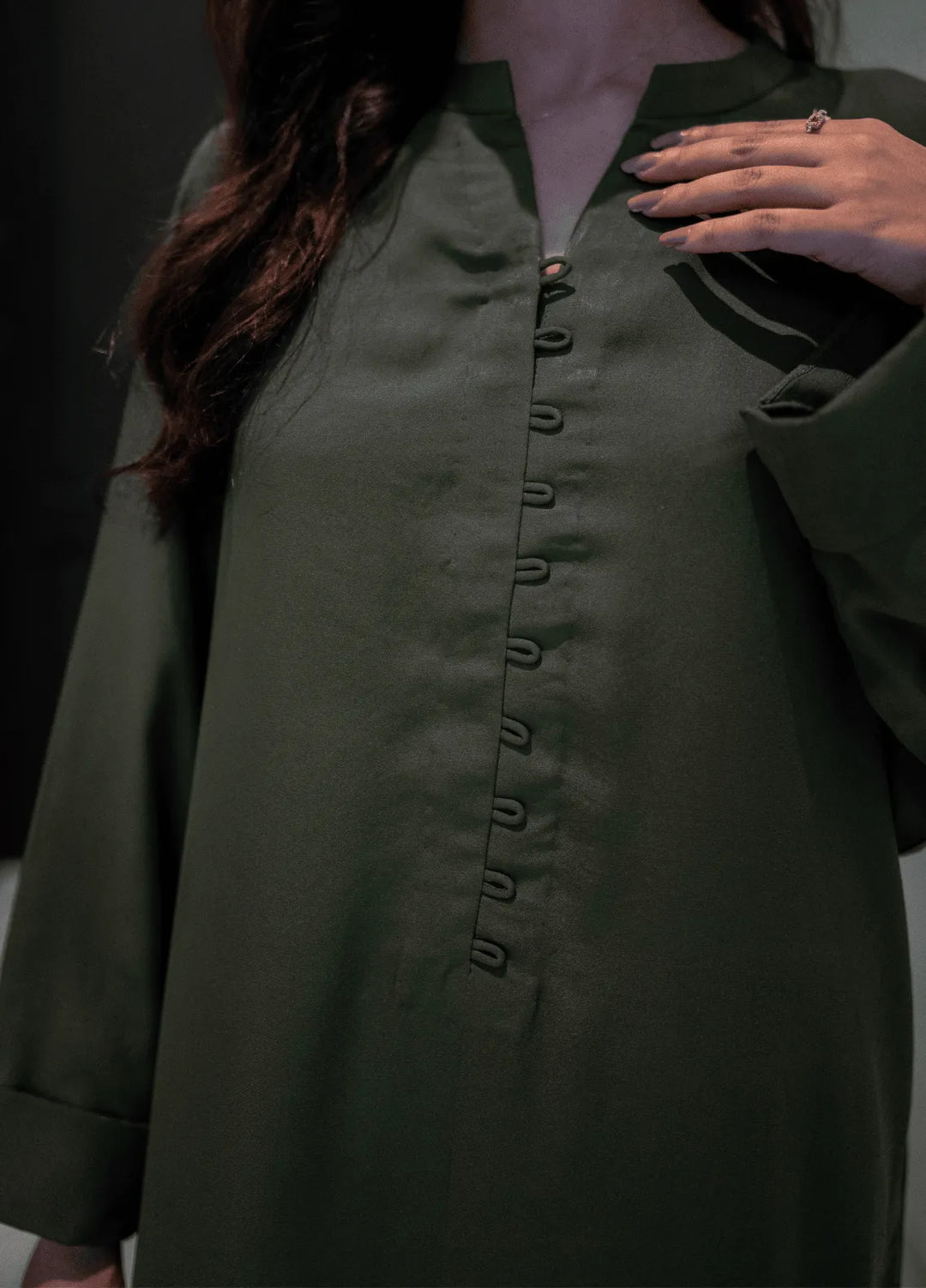 La Rosaa Pret Casual Georgette 2 Piece Suit Olive