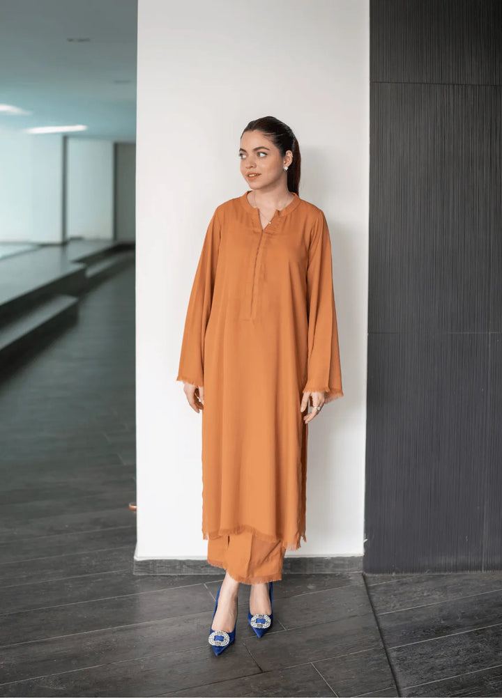 La Rosaa Pret Casual Georgette 2 Piece Suit Terracotta