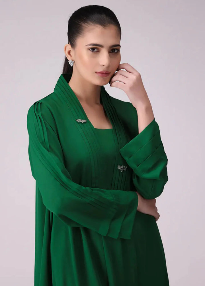 La Rosaa Pret Solid Georgette 1 Piece Suit Green Long dress
