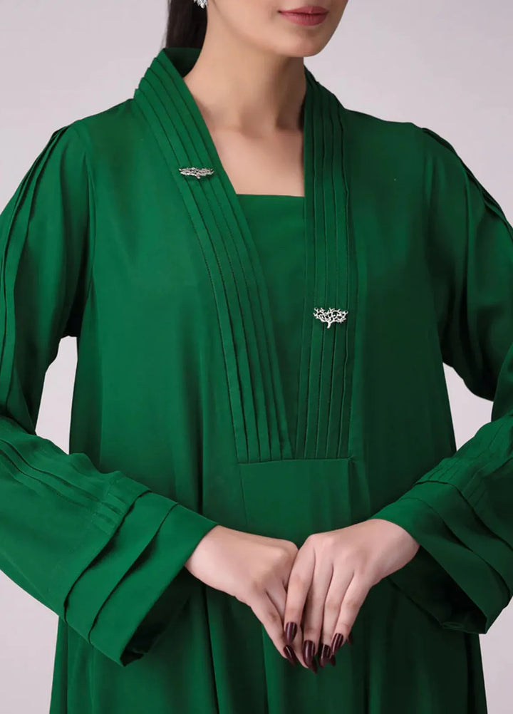 La Rosaa Pret Solid Georgette 1 Piece Suit Green Long dress