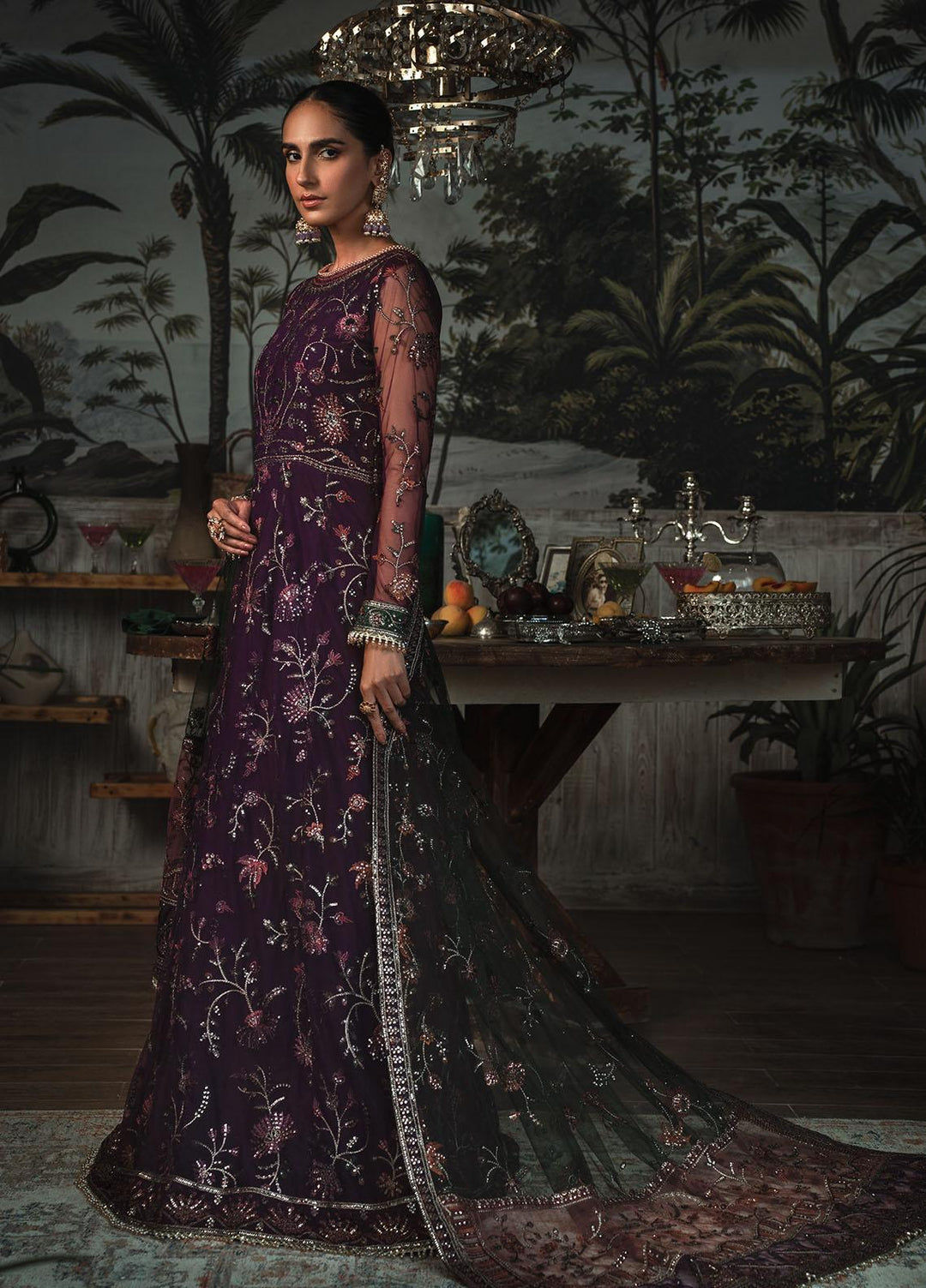 La Rosella By Zarif Embroidered Net Suits Unstitched 3 Piece ZR25UF ZLR 02 Helen - Luxury Collection