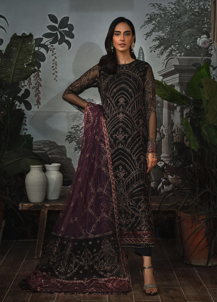 La Rosella By Zarif Embroidered Net Suits Unstitched 3 Piece ZR25UF ZLR 04 Night Glow - Luxury Collection