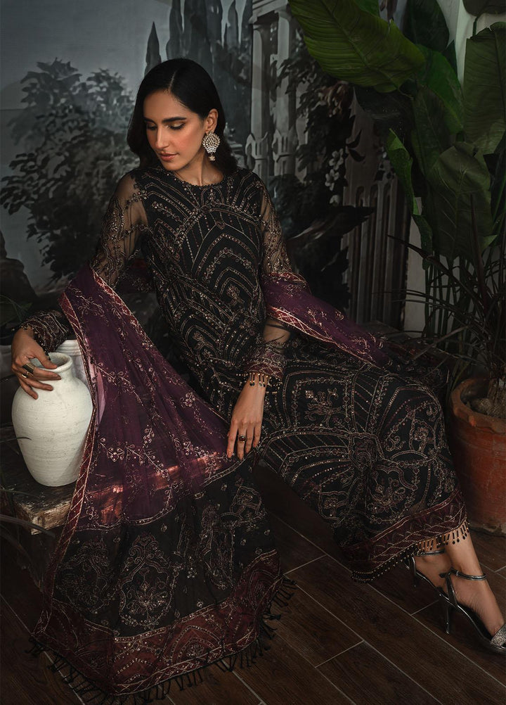 La Rosella By Zarif Embroidered Net Suits Unstitched 3 Piece ZR25UF ZLR 04 Night Glow - Luxury Collection