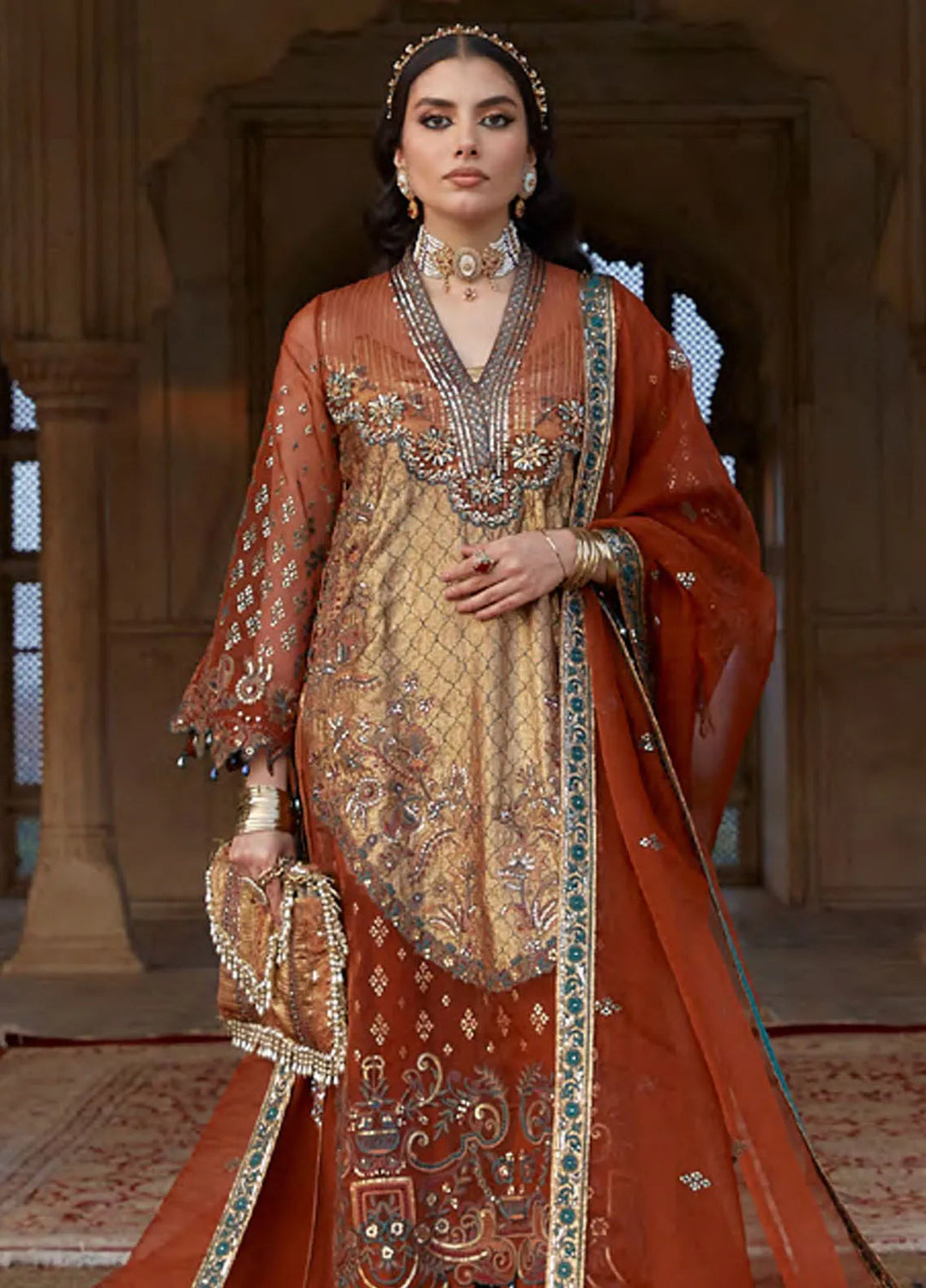 Embroidered Organza 3 Piece Suit