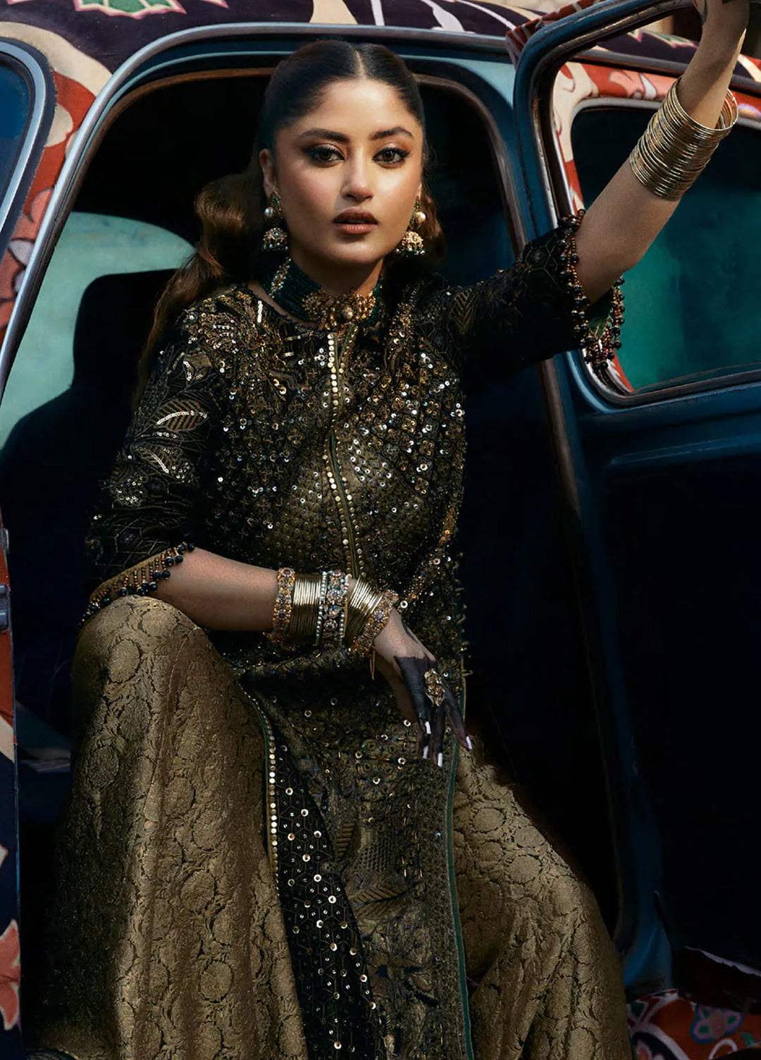 Embroidered Velvet 3 Piece Suit