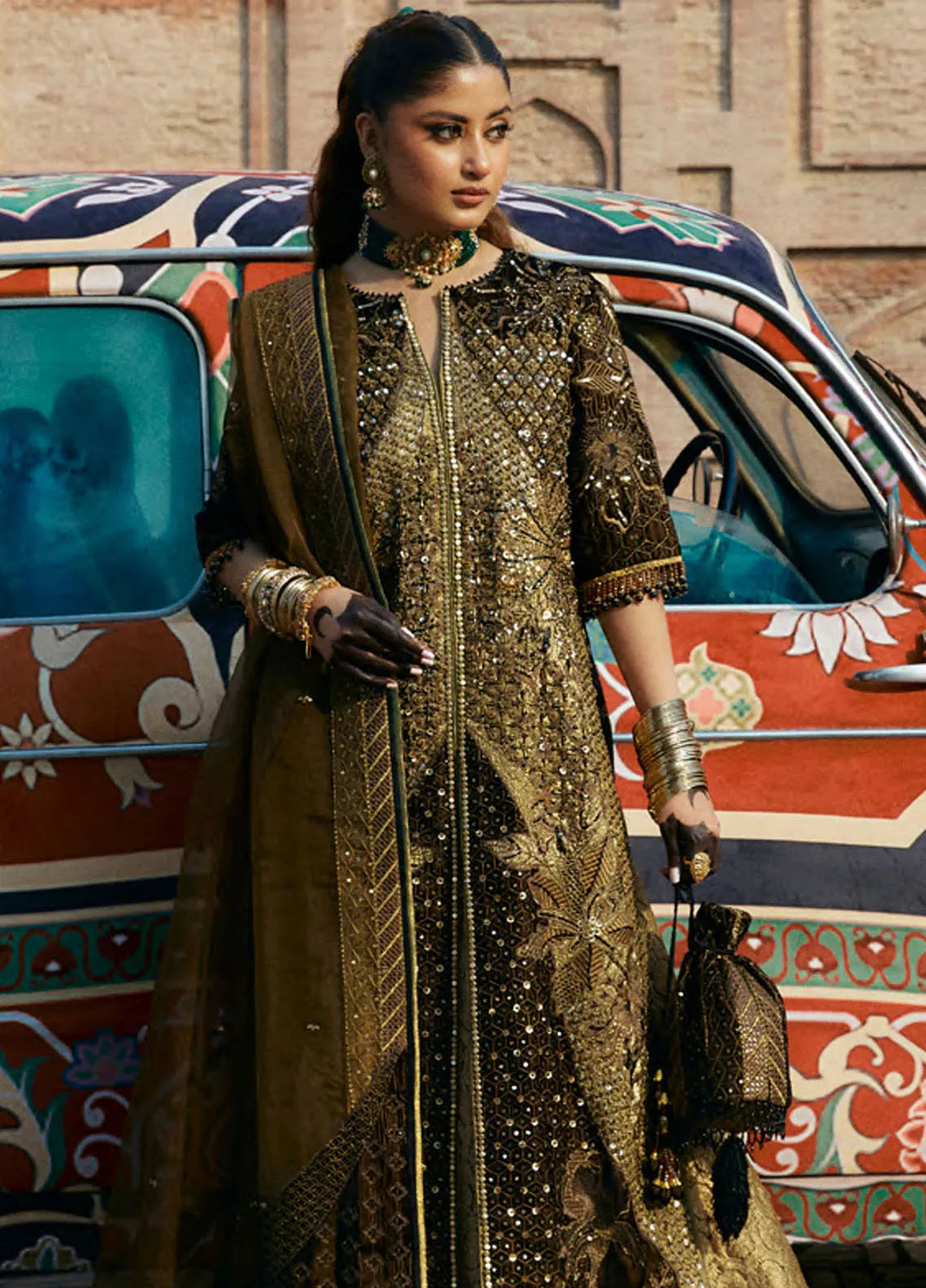Embroidered Velvet 3 Piece Suit