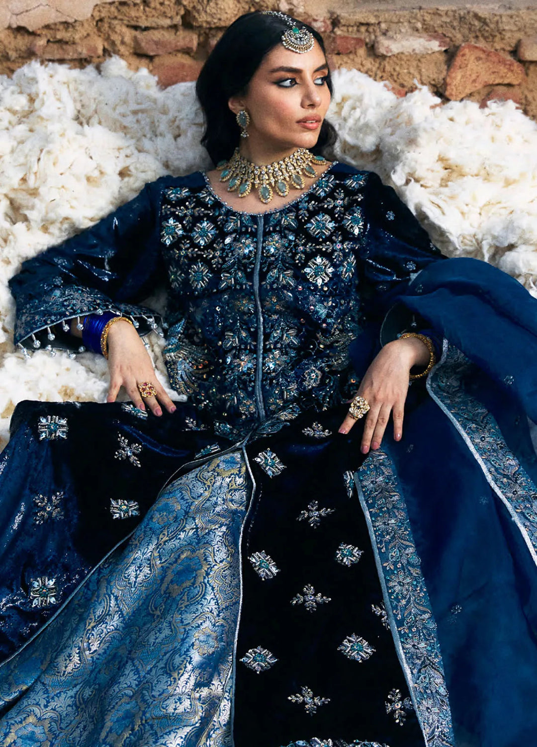 Embroidered Velvet 3 Piece Suit